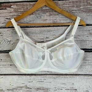 BALI‎ White Flower Underwire Unlined Full Coverage Bra Size 42C Plus Size Nylon